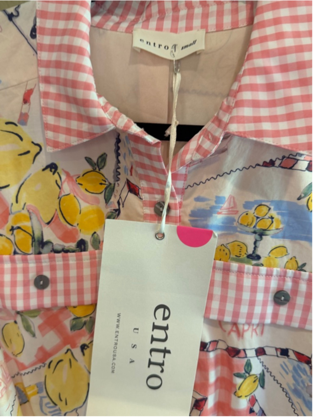 Entro Capri Lemon Mini Dress in Pink Size S - Picture 6 of 7